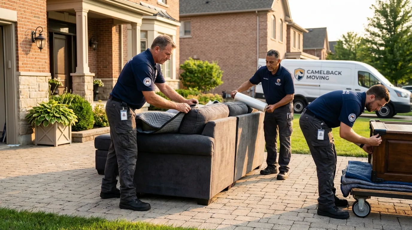 Large estate moving crew wrapping furniture in Sutherland, NE